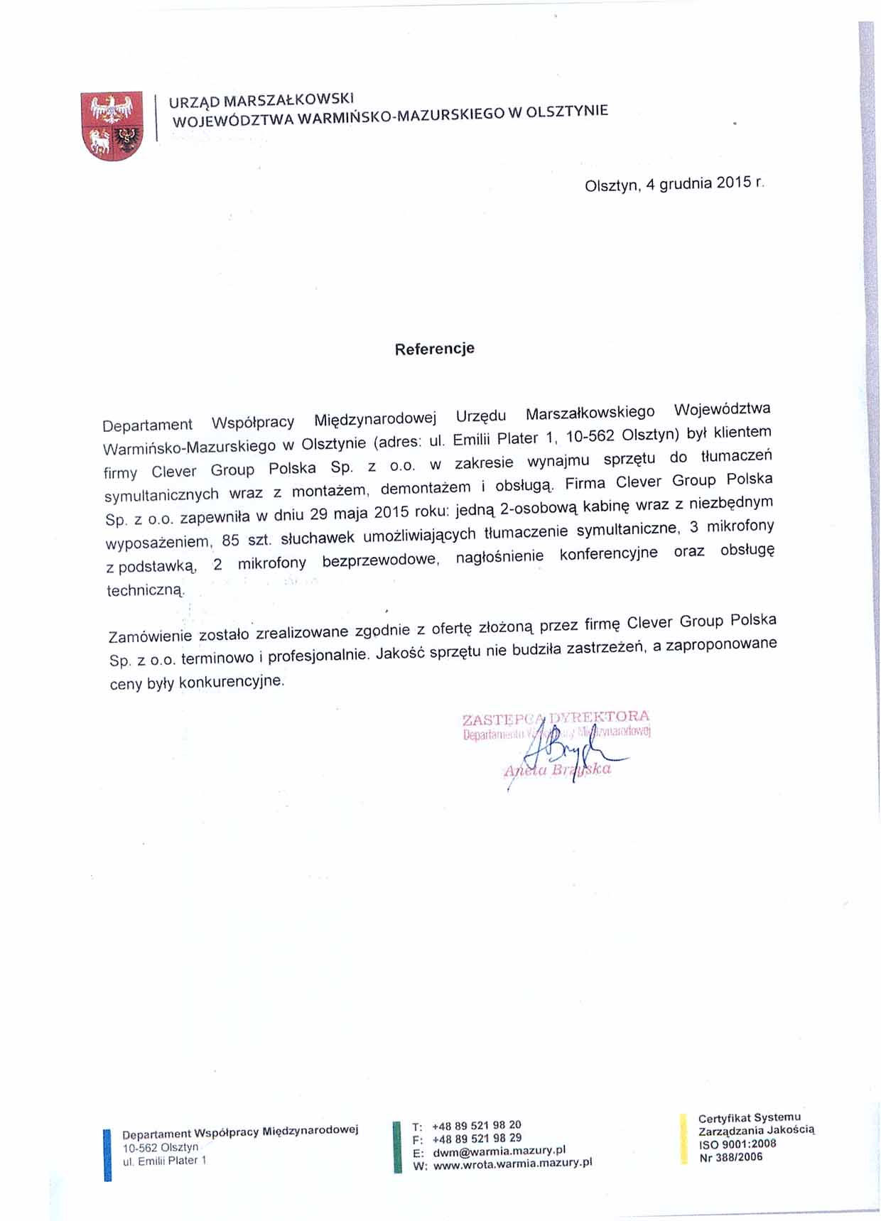 URZĄD MARSZAŁKOWSKI WOJ. WARMIŃSKO - MAZURSKIEGO