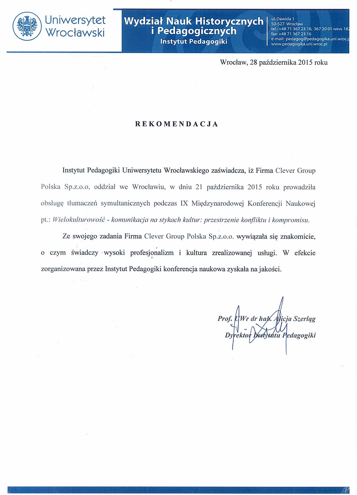 UNIWERSYTET WROCŁAWSKI